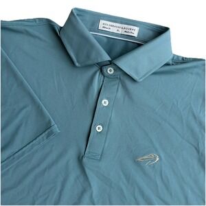 Holderness & Bourne Polo Shirt Mens XL Teal Blue Golf Performance Course Logo
